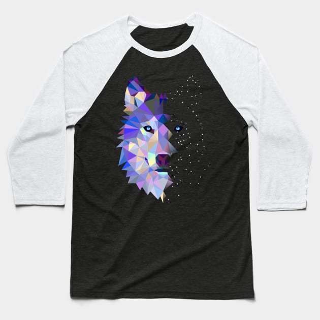 Wolf Abstract design Baseball T-Shirt by Mako Design 